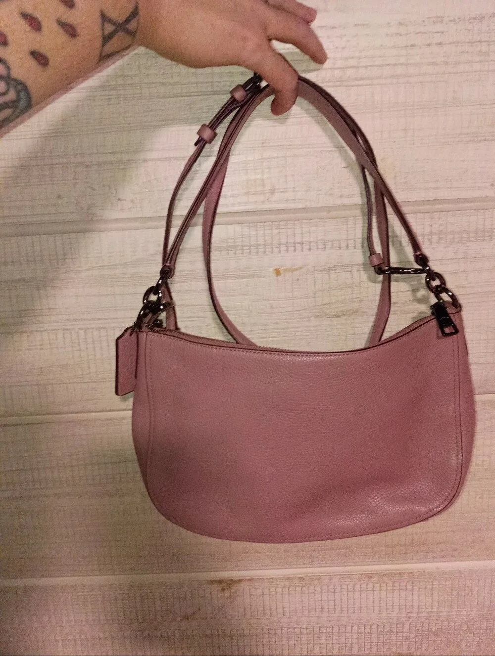Coach Dusty Rose Pebbled Leather Shoulder Bag